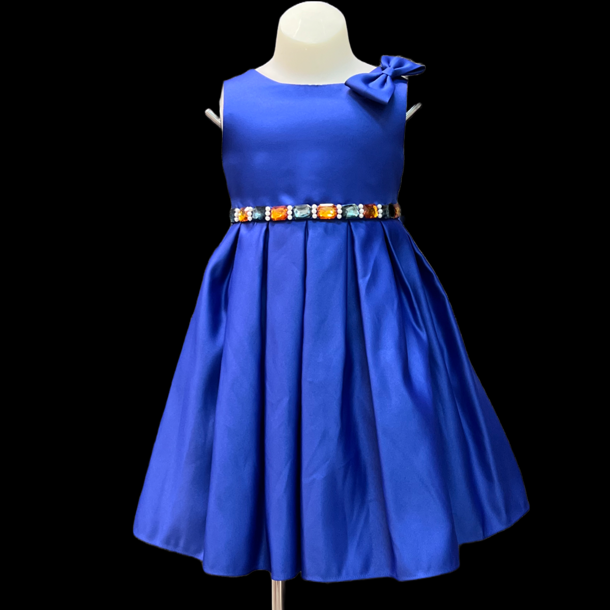 Royal blue Toddler Dress w/ Orange Accents