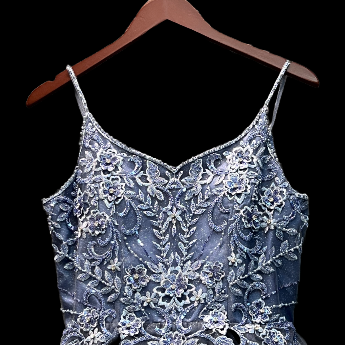 Smoky Blue Sparkle Short Dress w/ Shawl
