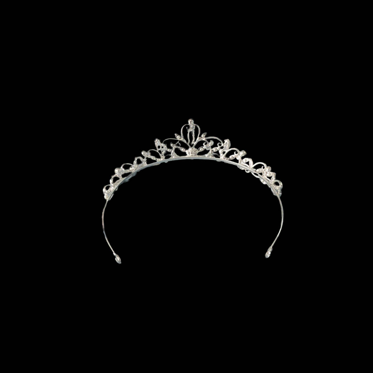 Silver Embroidered Rhinestone Tiara