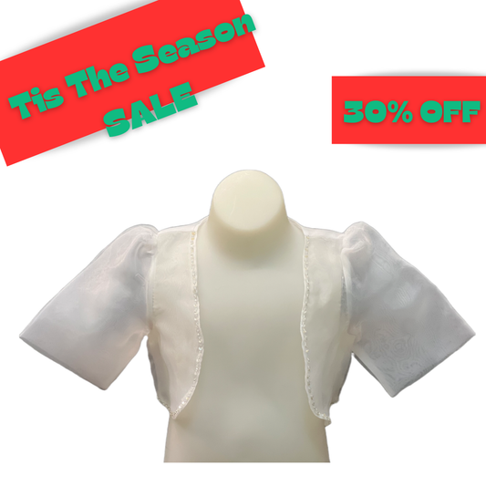 Puff Quarter-Sleeve Organza Bolero