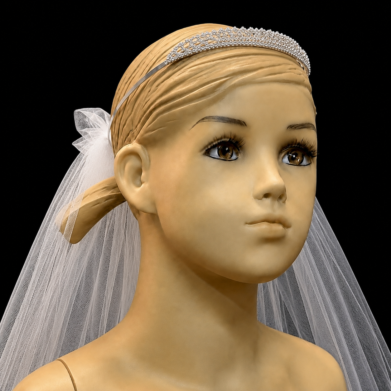Crystal Tiara Headpiece with White Veil