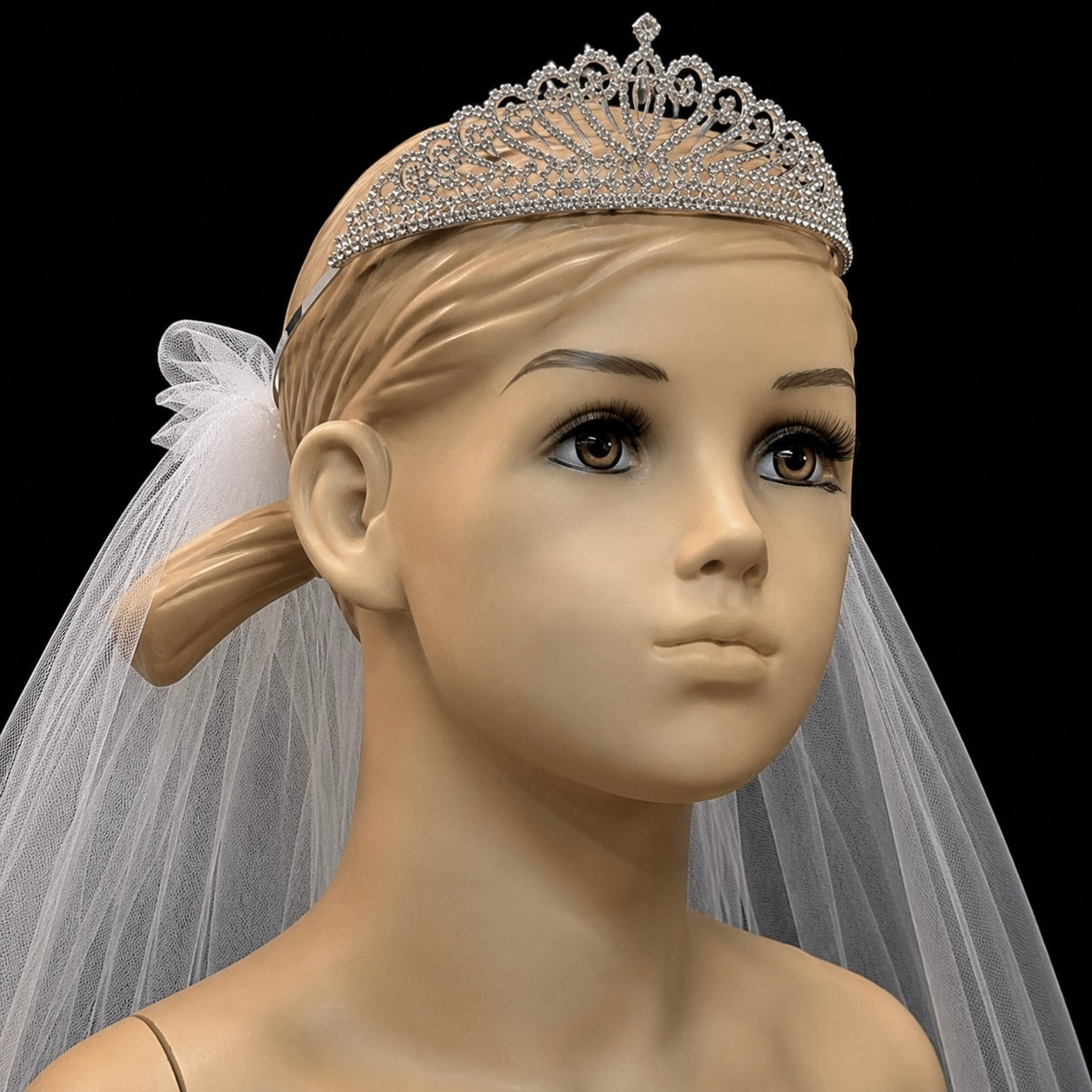 Diamond Tiara Headpiece with White Veil