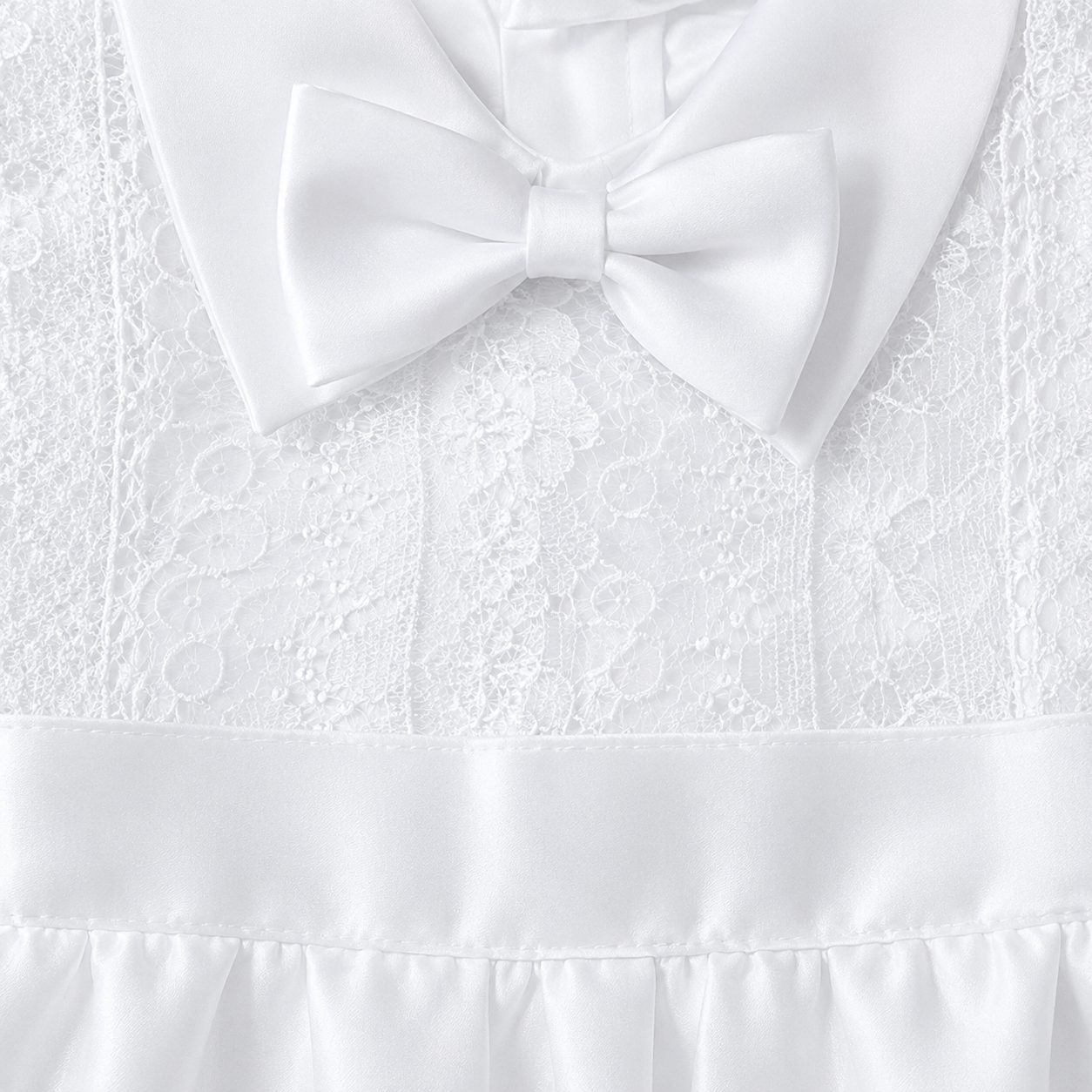 Mavezzano Lace-Embroidered Baptism Romper with Matching Hat