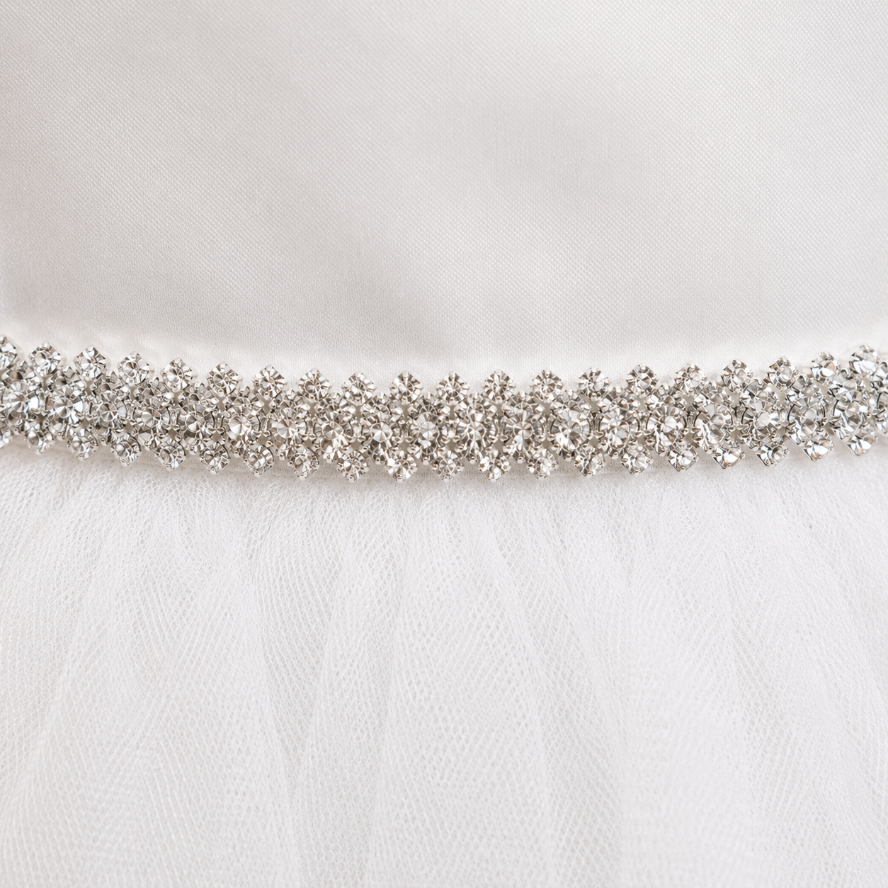 3-Tier Rhinestone Belt with Ivory Sash