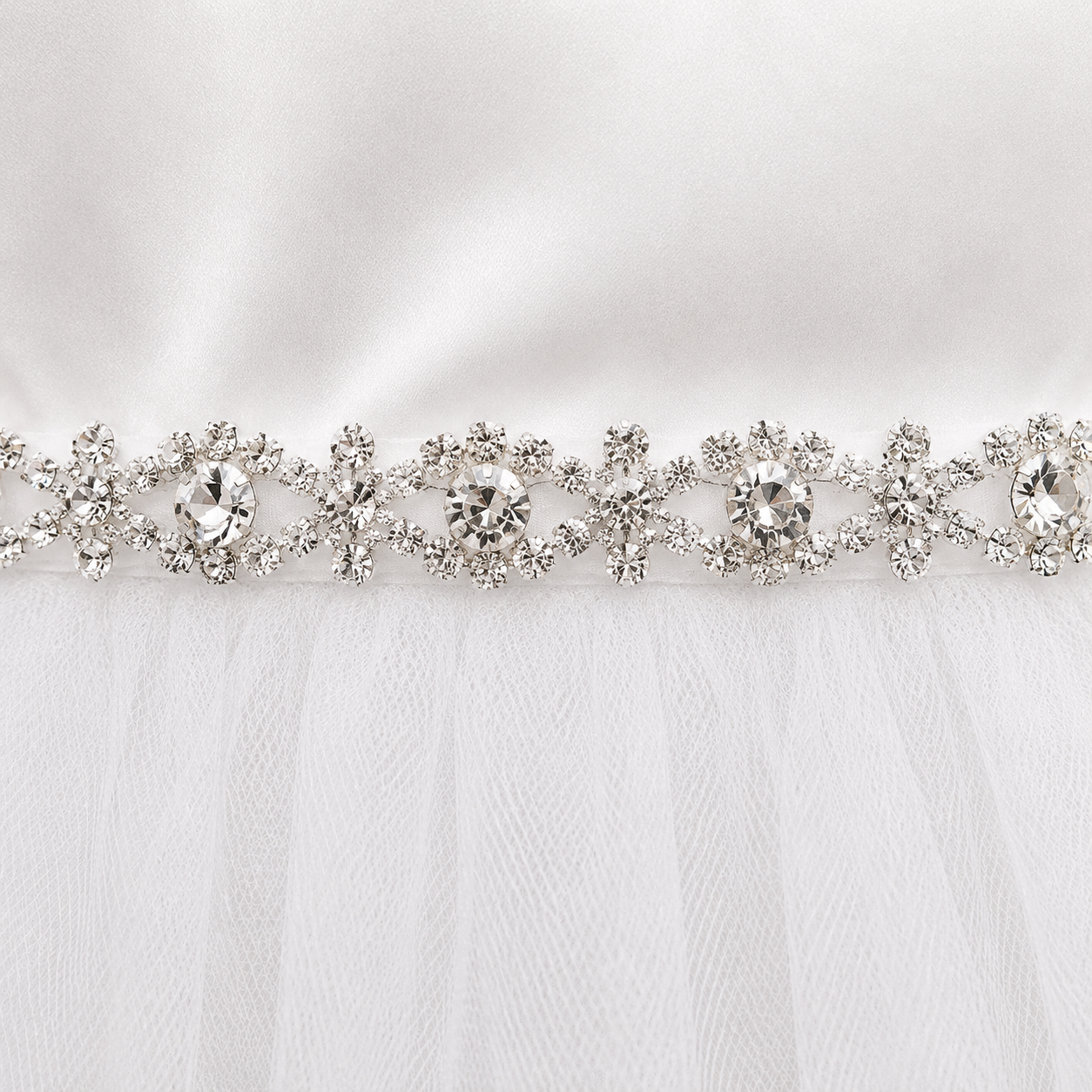 Rhinestone Belt with Organza Sash