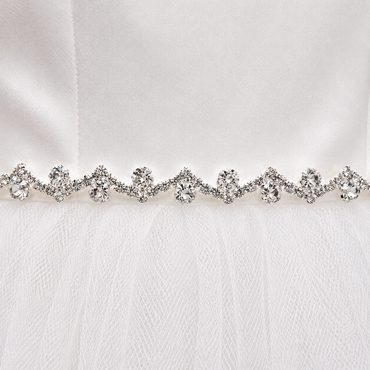 Zig Zag Rhinestone Belt with Organza Sash