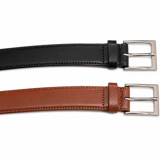 Fancy Kids Boys' Leather Dress Belt with Silver Buckle