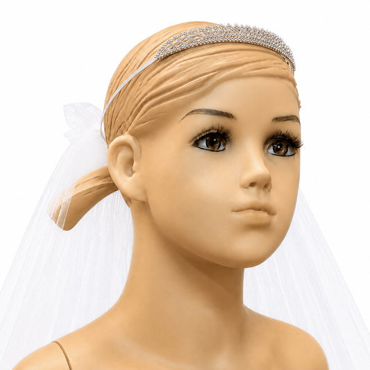 Crystal Tiara Headpiece with White Veil