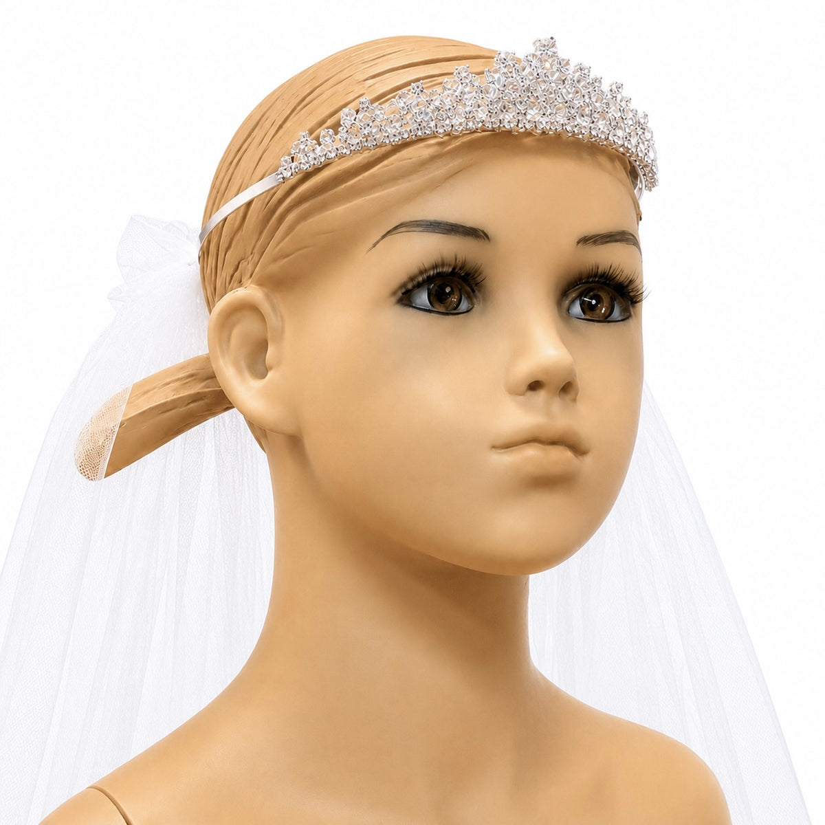 Rhinestone & Crystal Beaded Tiara with Veil