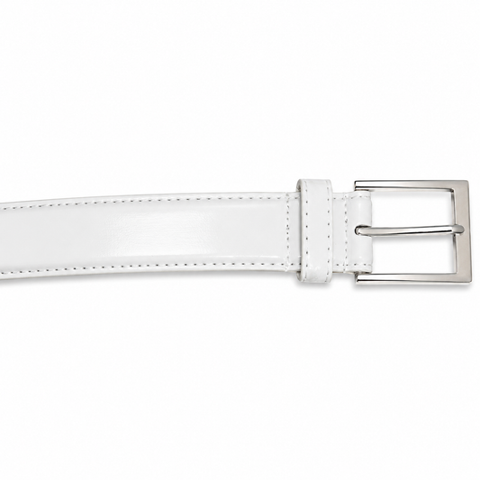 Mavezzano Boys’ Patent White Dress Belt