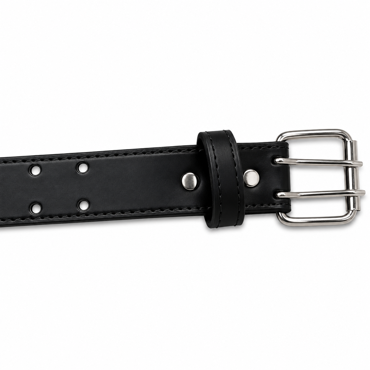 Inspire Boys’ Black Double Hole Leather Dress Belt