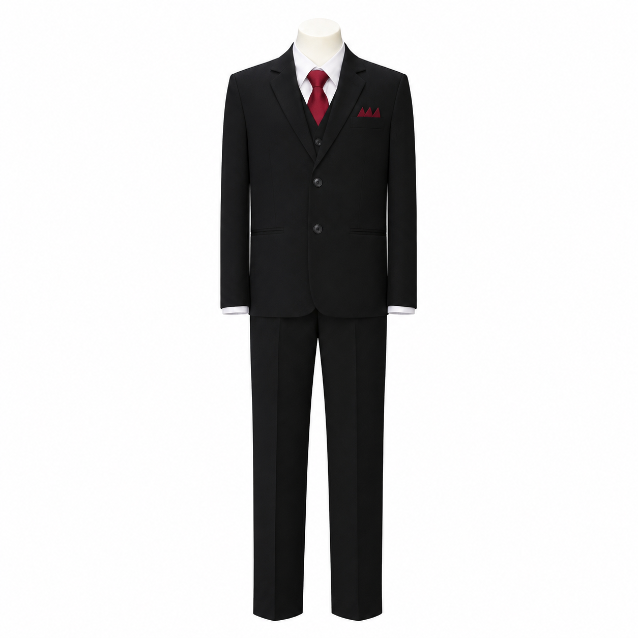 Kids Mode Modern Fit 5-Piece Black Suit