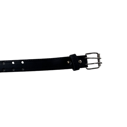 Double Hole Black Leather Belt