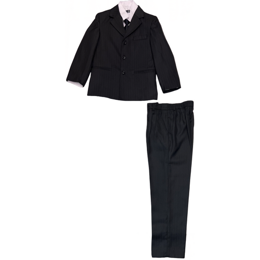 Black Pinstripe 5PC Suit - Final Sale
