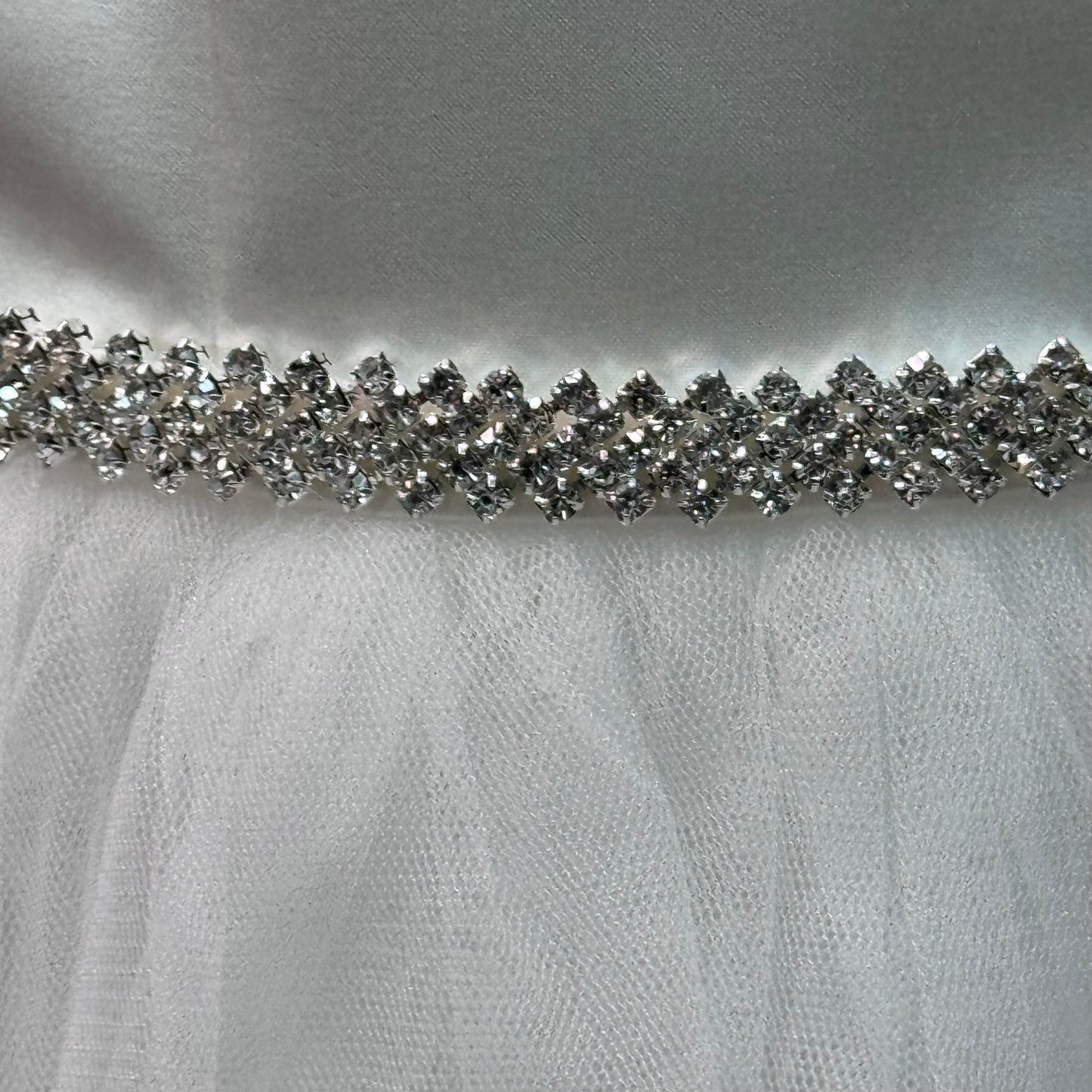 3-Tier Rhinestone Belt w/ Ivory Sash