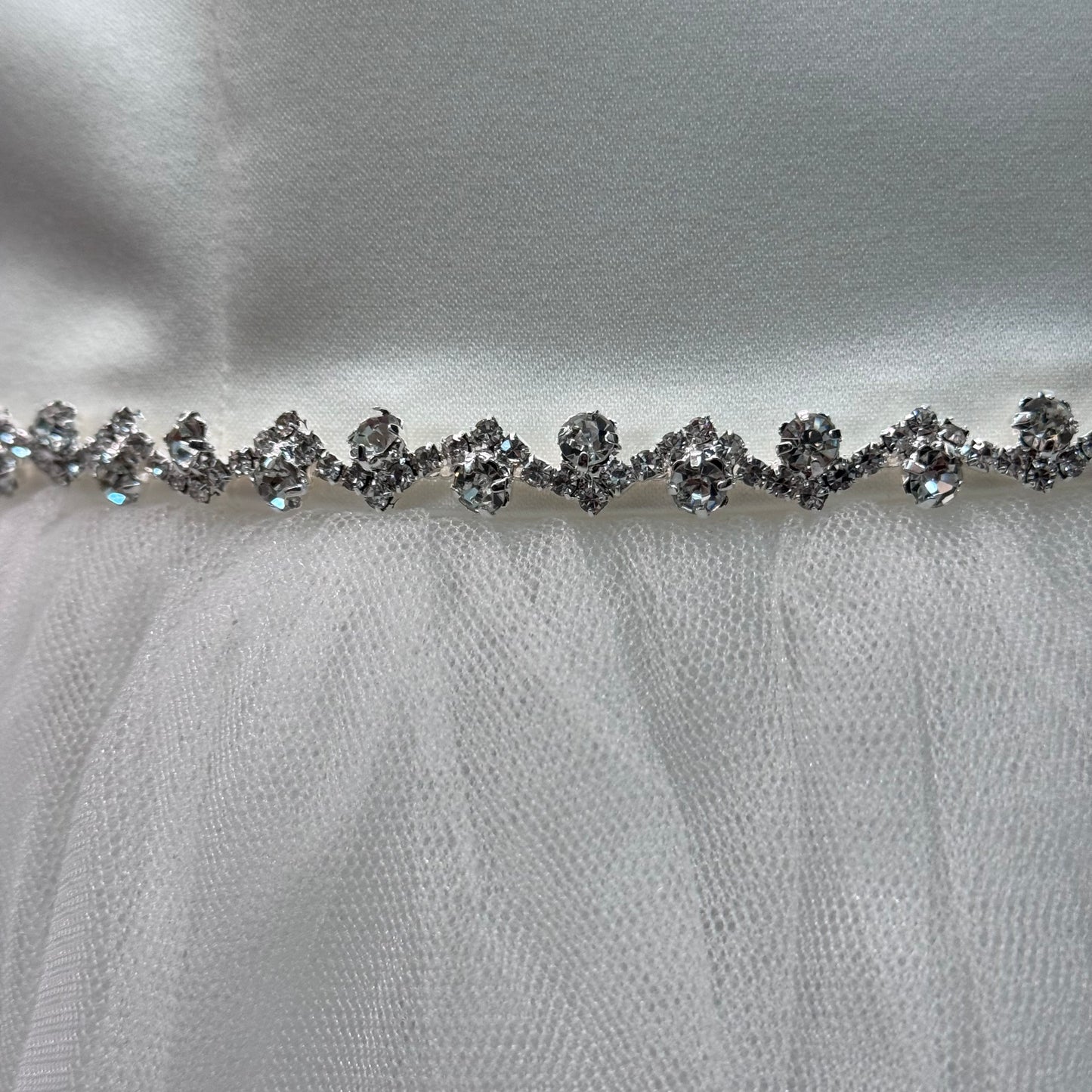 Zig Zag Rhinestone Belt w/ Organza Sash