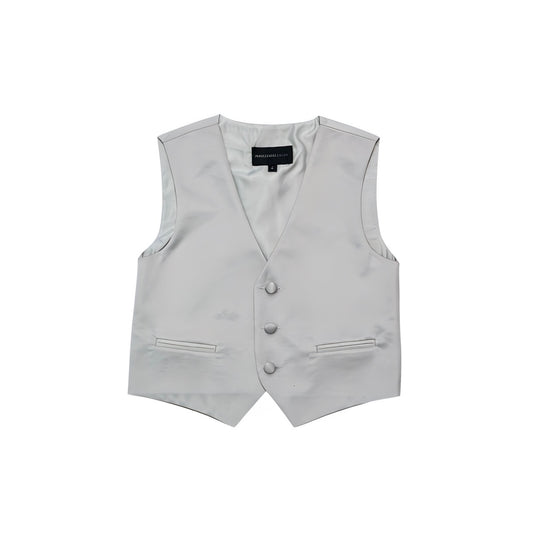 Mavezzano Three-Button Front Silver Suit Vest w/ Gloss Tint