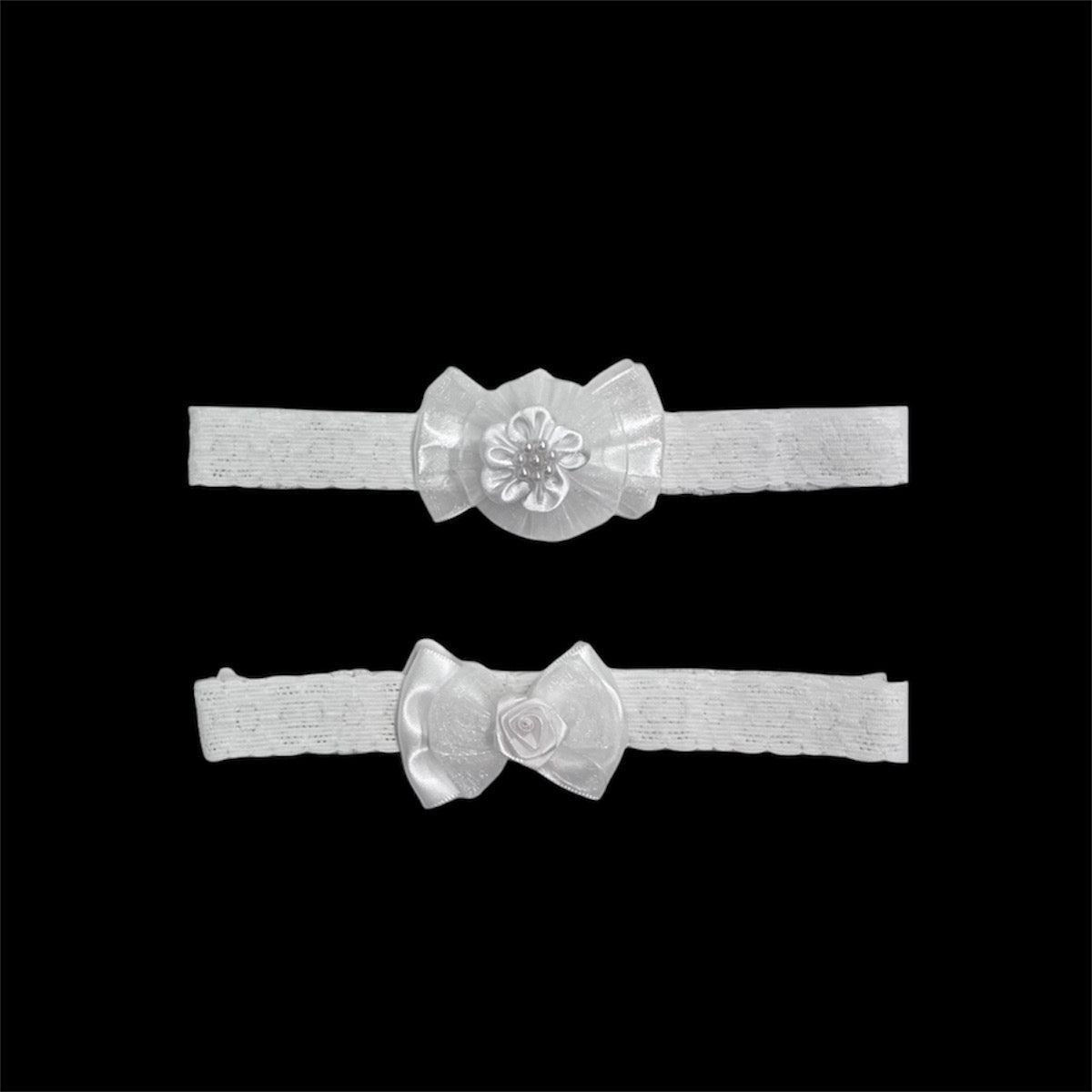 White Baby Headband w/ Organza Bow