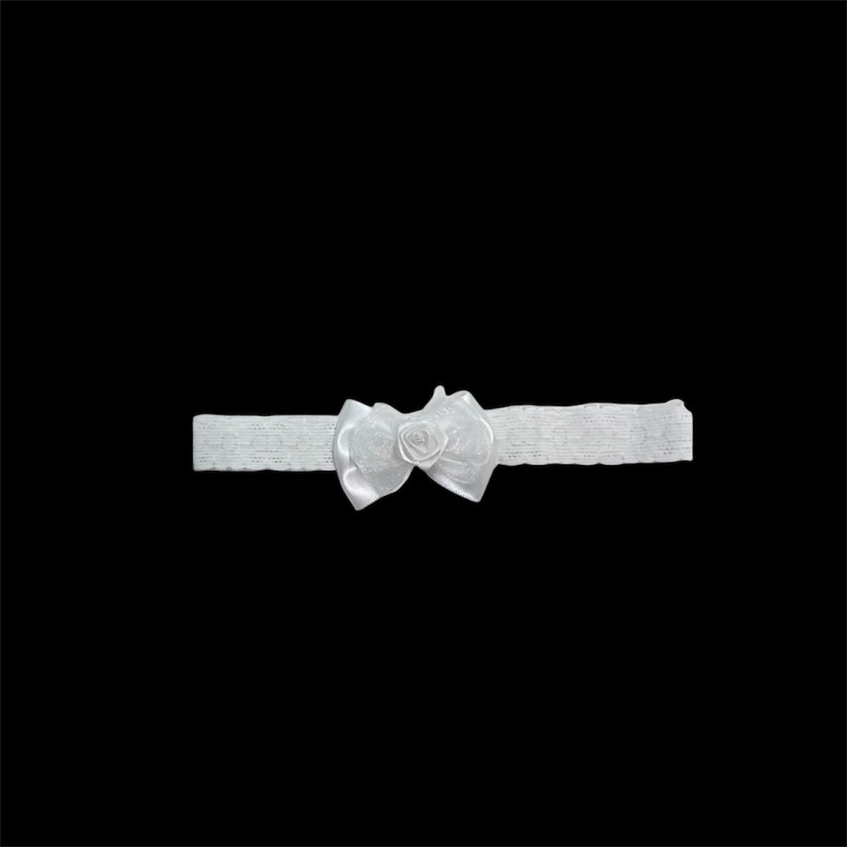 White Baby Headband w/ Organza Bow