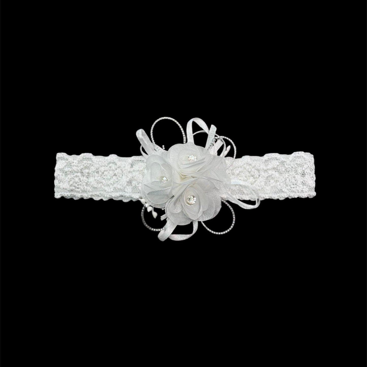 Baby Rosette Headband w/ Rhinestones