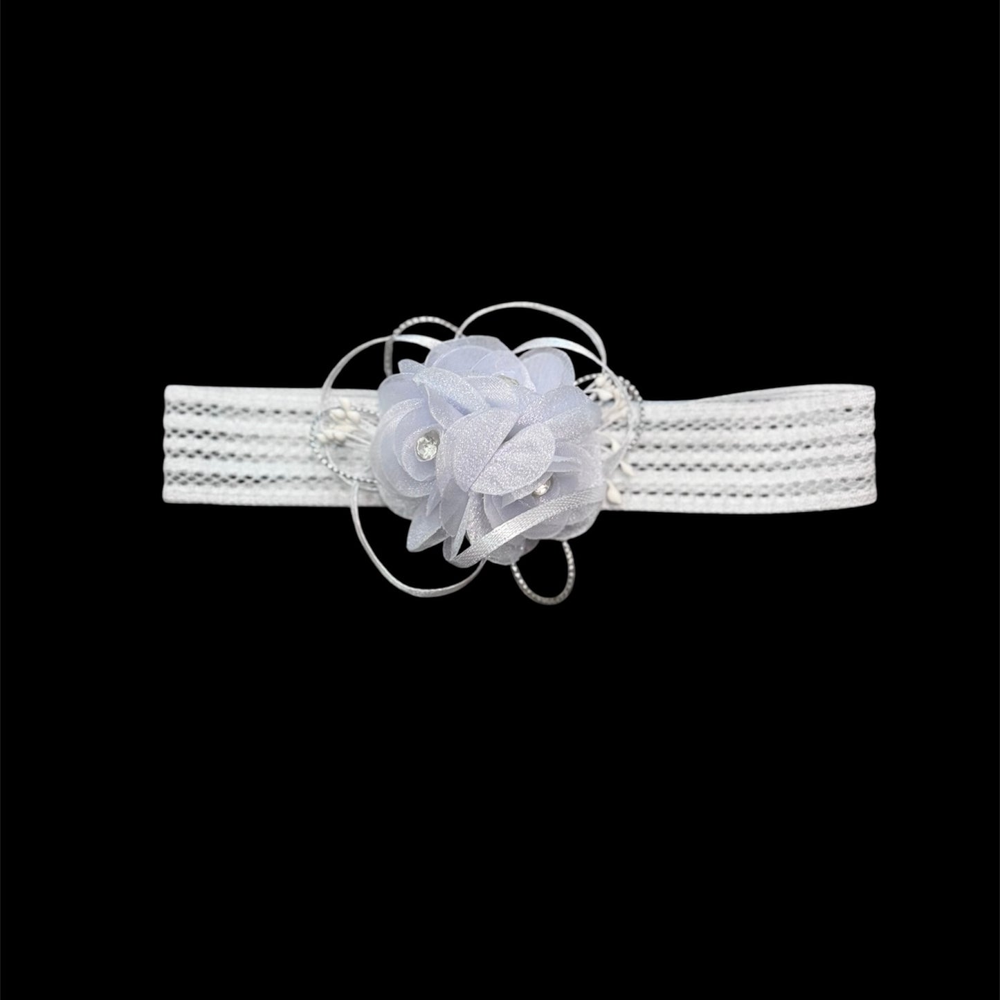 Baby Rosette Headband w/ Rhinestones