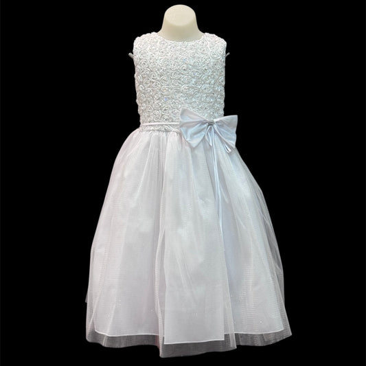 White Floral Ribbon Swirl Dress