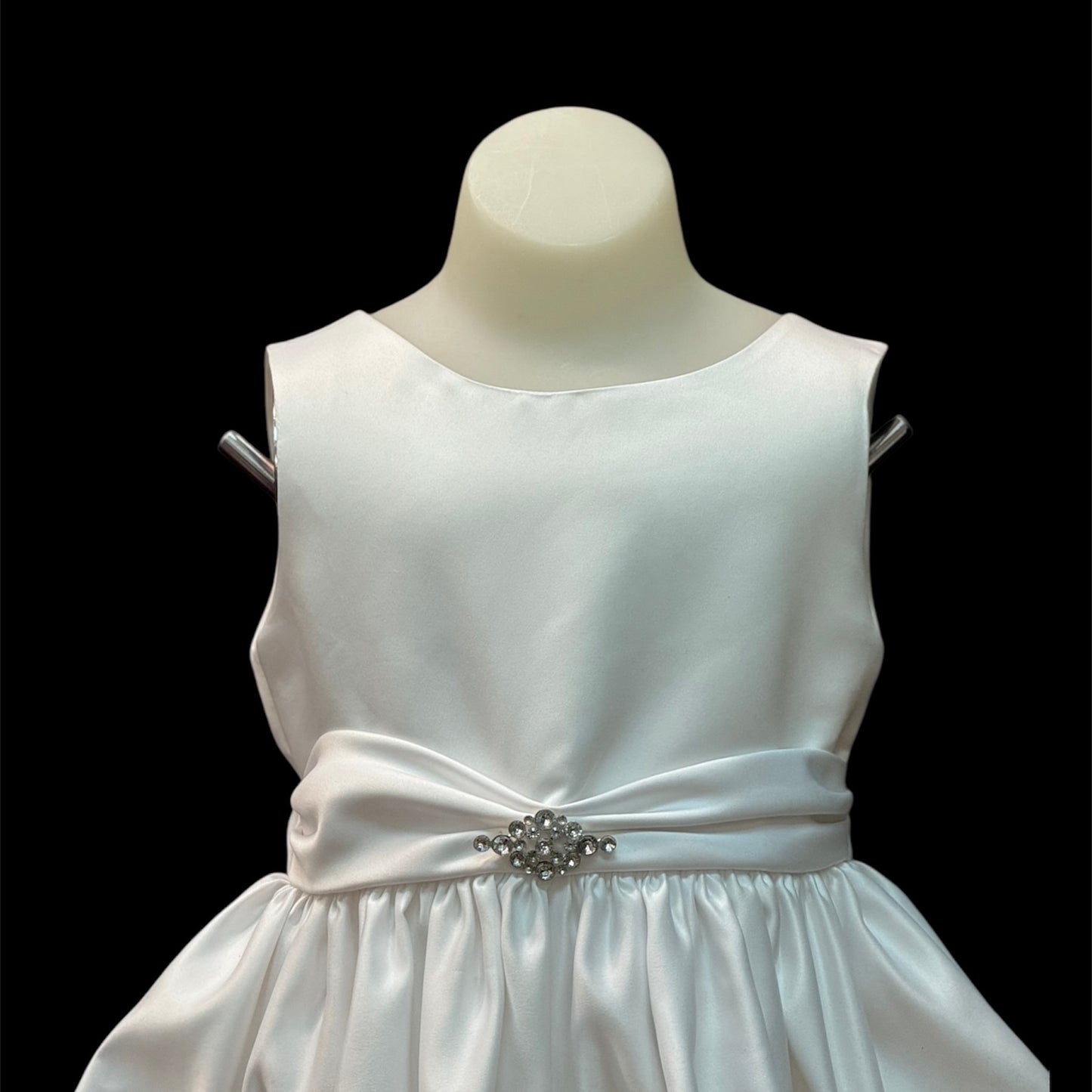 White Ruched Dress w/ Rhinestones