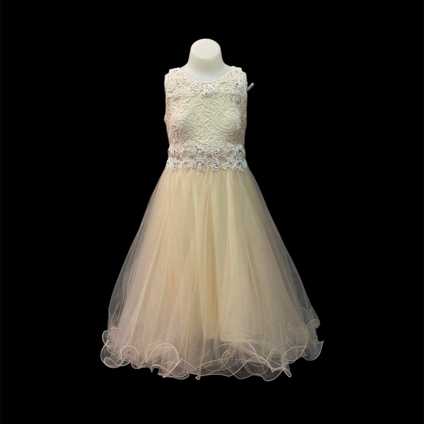 Champagne Lace Embroidery Rhinestone Short Dress w/ Shawl