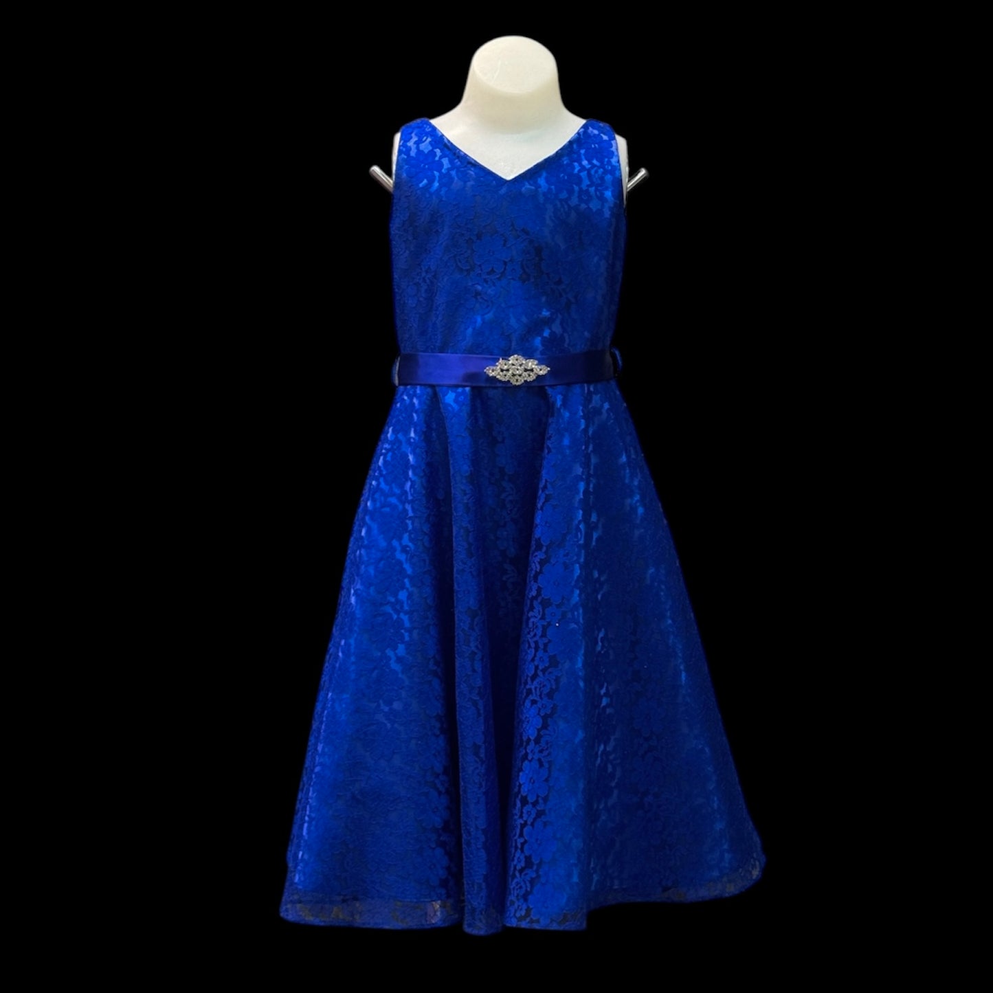 Lace Royal Blue Dress w/ V-Cut Neckline