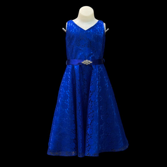Lace Royal Blue Dress w/ V-Cut Neckline
