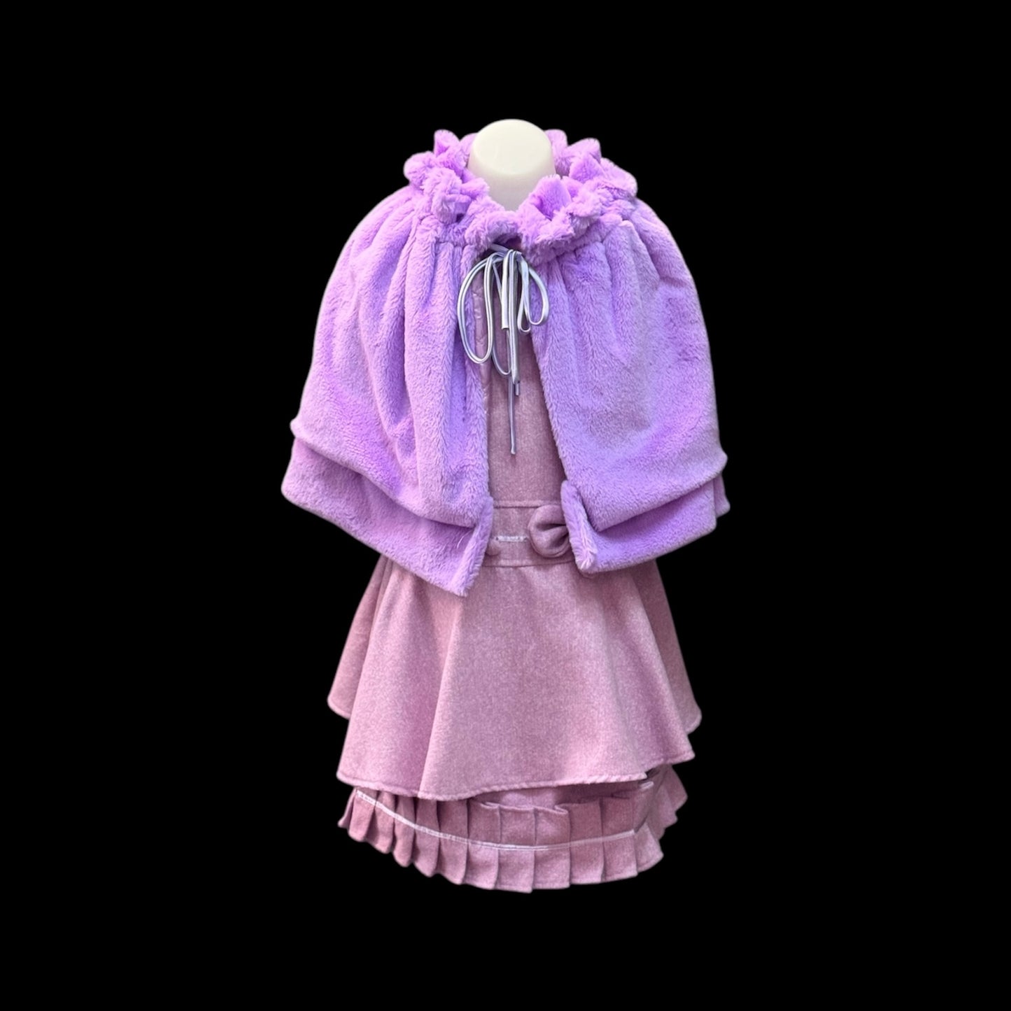 Purple Felt Dress w/ Faux Fur Bolero