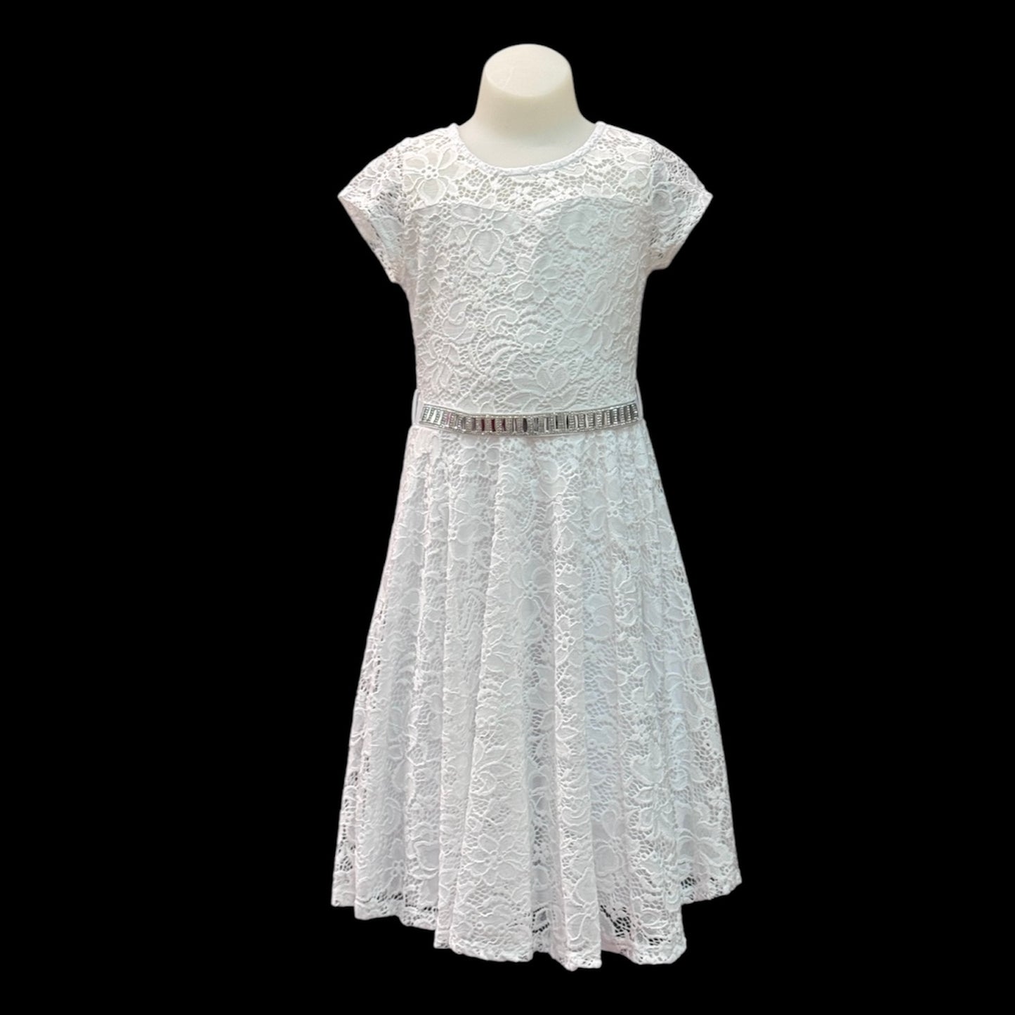 White Lace Dress w/ Diamond Belt