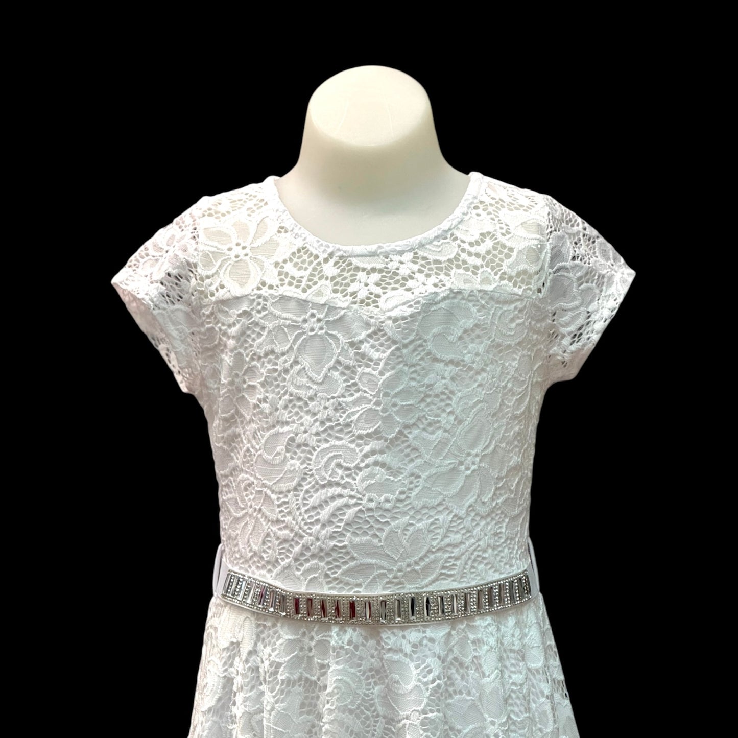 White Lace Dress w/ Diamond Belt