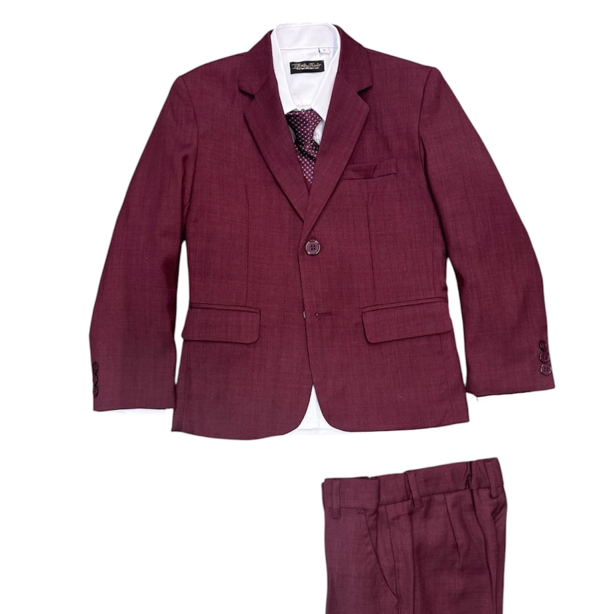 Fancy kids Classic Fit 5-Piece Burgundy Suit
