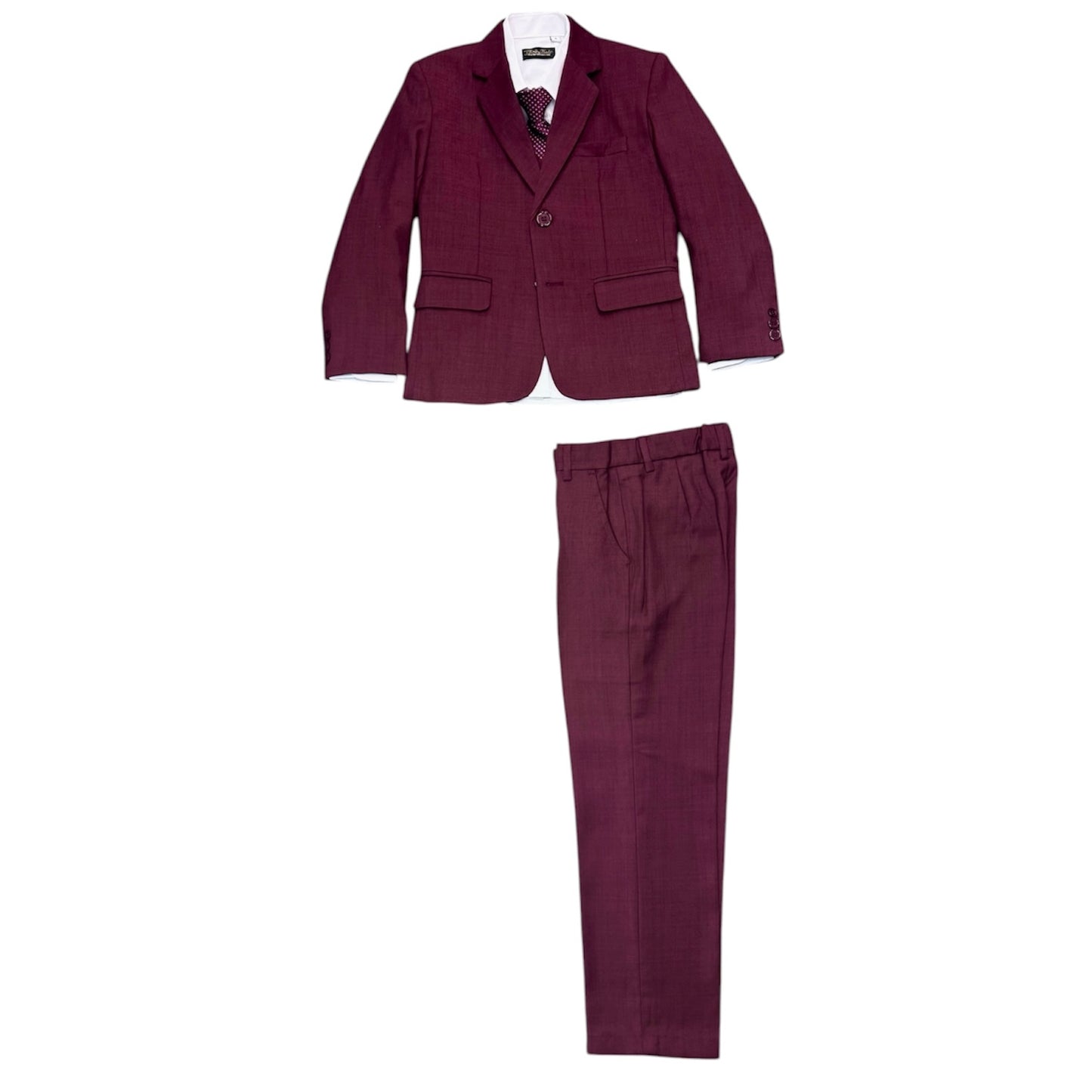 Fancy kids Classic Fit 5-Piece Burgundy Suit