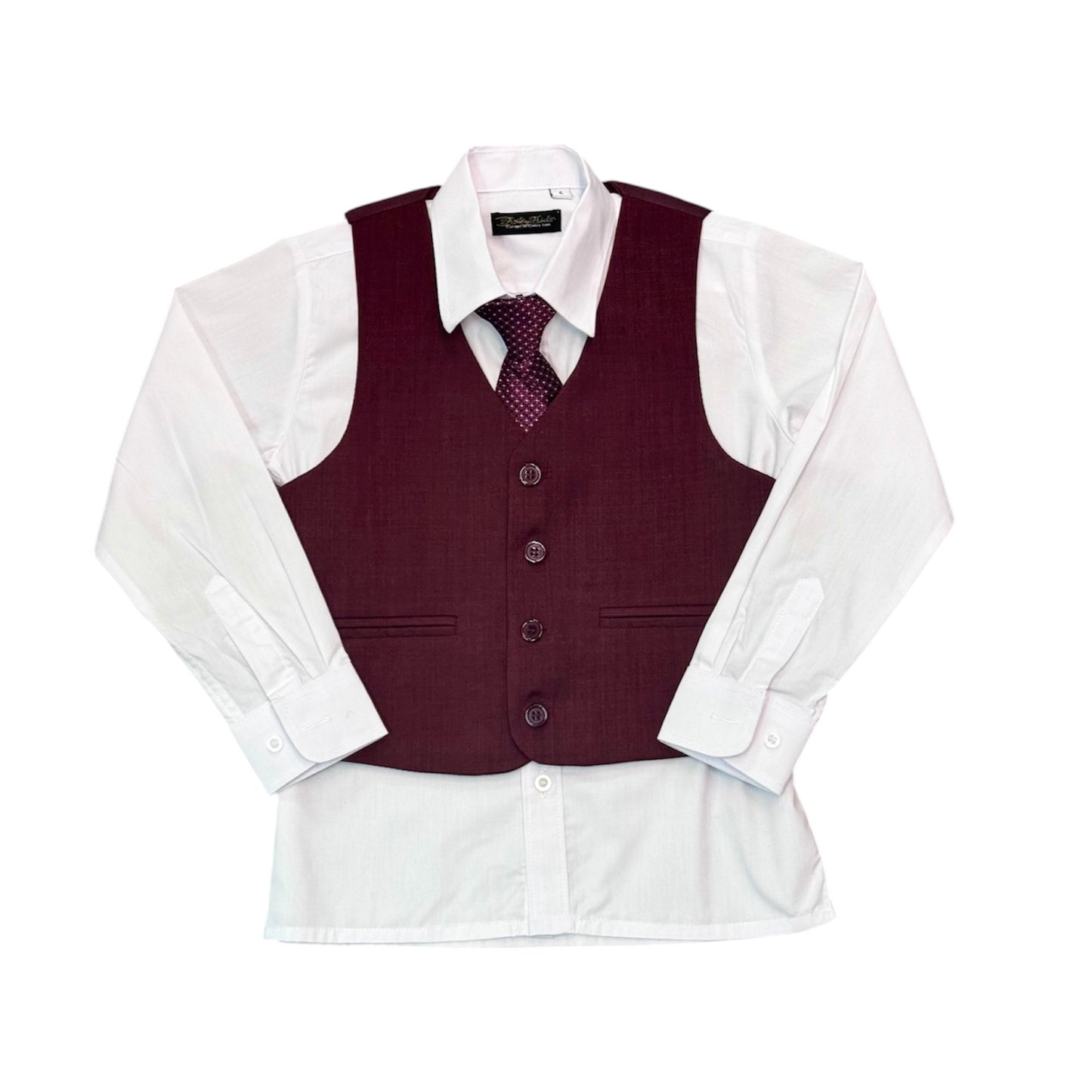 Fancy kids Classic Fit 5-Piece Burgundy Suit