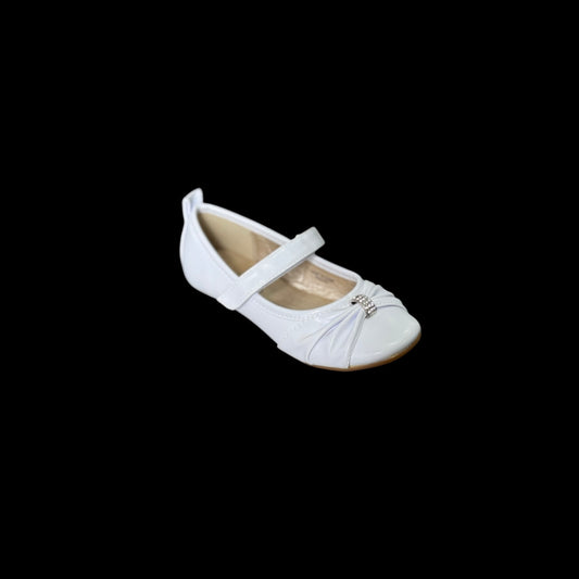 Jolene White Ballet Flat w/ Rhinestone Accent (Size 12)