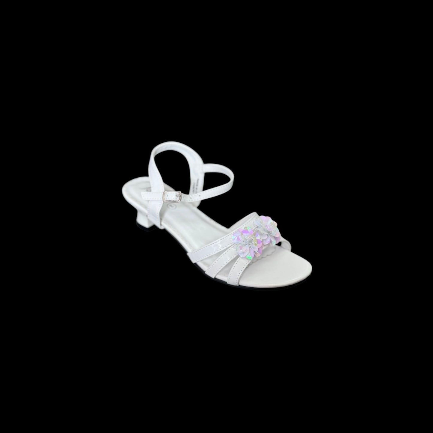 Open Toe White Sandal w/ Multi Colour Flowers