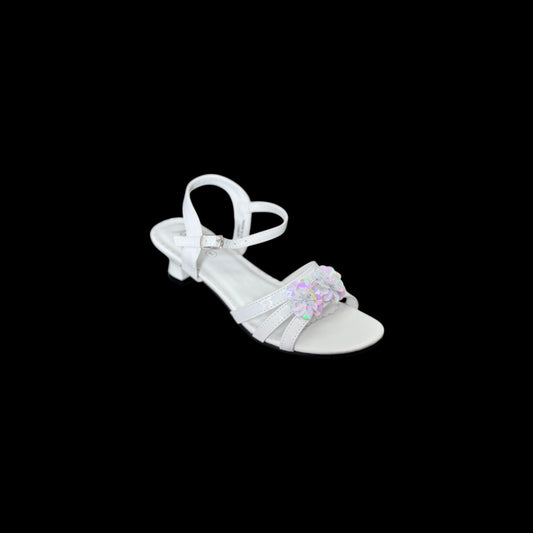 Open Toe White Sandal w/ Multi Colour Flowers