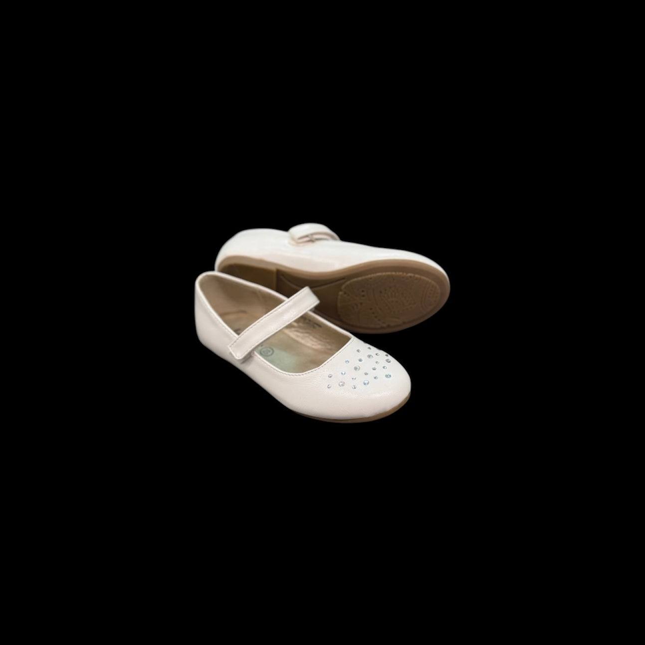 Jolene Ivory Dress Flats w/ Sparkling Rhinestone Detail