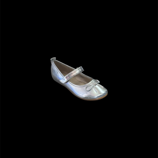 Jolene Silver Ballet Flat w/ Simple Bow