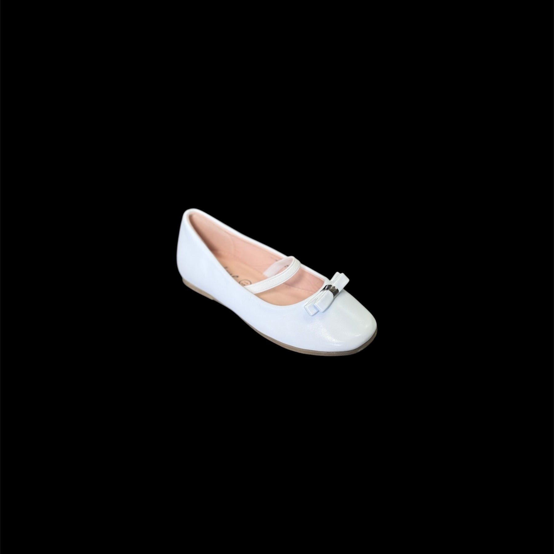 Girls White Ivory Dress Shoes – Narrow Fit Formal Flats with Bow