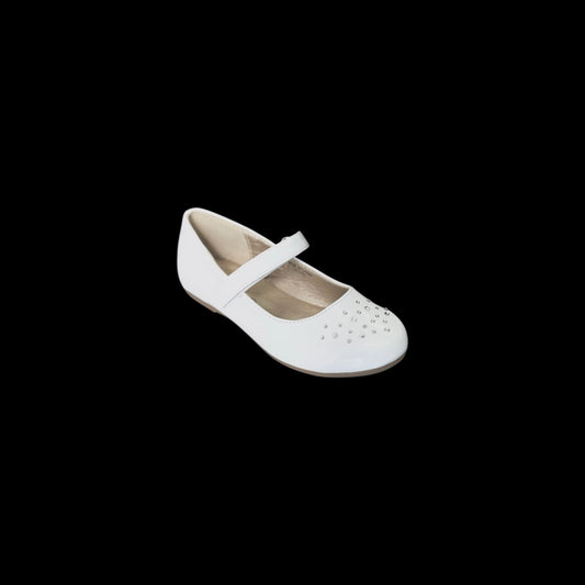 Jolene White Dress Flats w/ Sparkling Rhinestone Detail