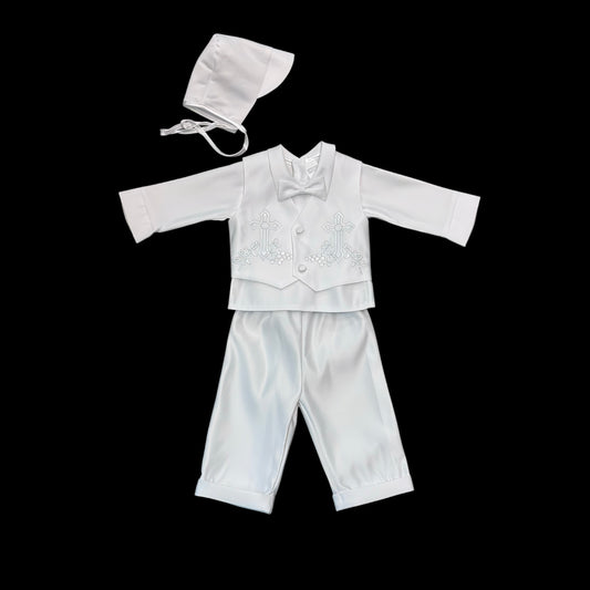 'The Last Supper' Pattern 3-Piece Baptism Suit w/ Hat