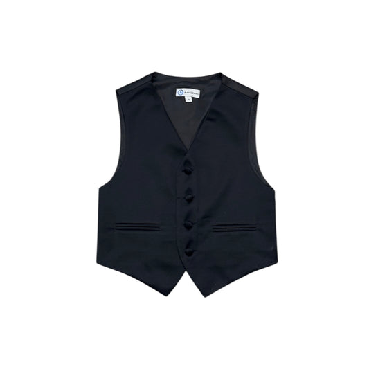 Mavezzano Four-Button Front Black Suit Vest w/ Gloss Tint