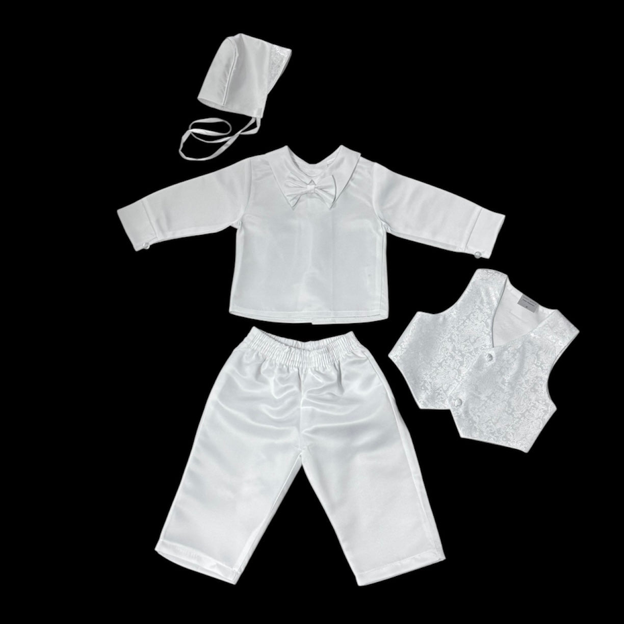 Paisley Pattern 3-Piece Baptism Suit w/ Hat