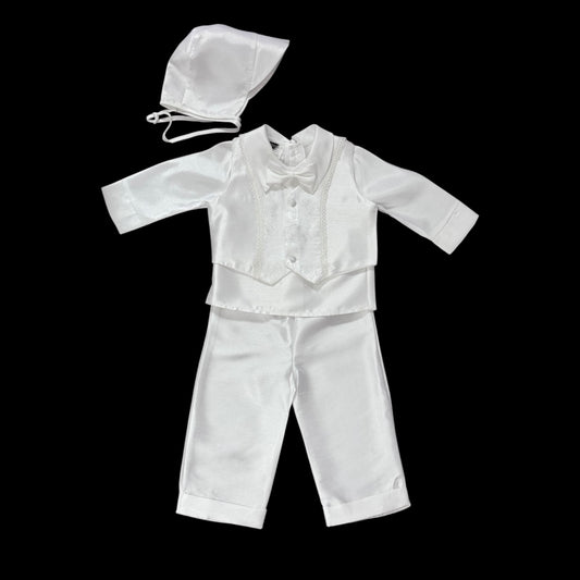 Semi-Paisley 3-Piece Baptism Suit w/ Hat