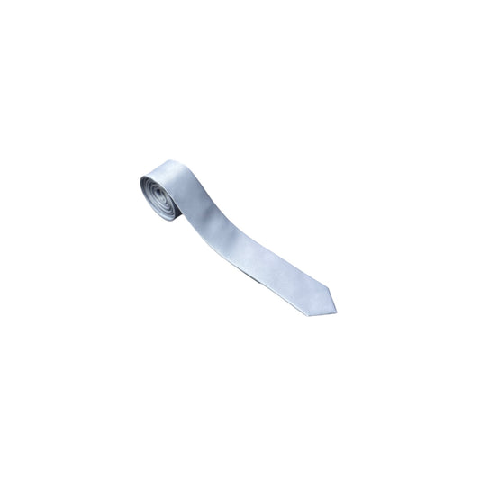 Mens Narrow Grey Necktie w/ Blue Tint