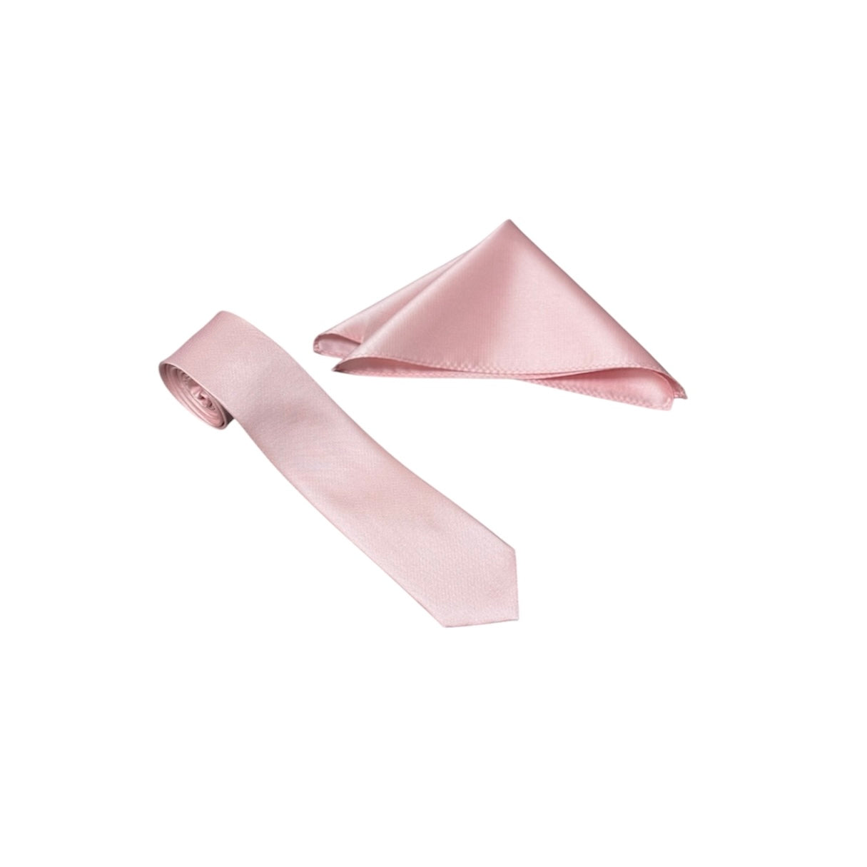 Mens Micro Silk Pink Necktie & Pocket Square