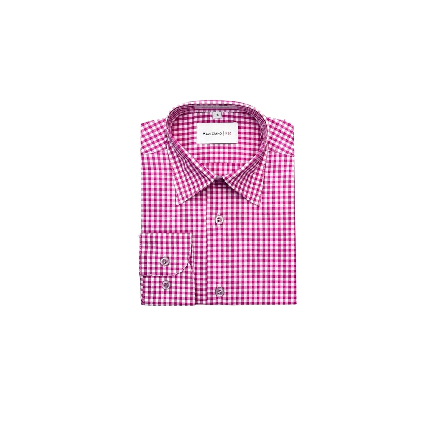 Mavezzano Slim-Fit Boys Plaid Dress Shirt - Berry & White Check